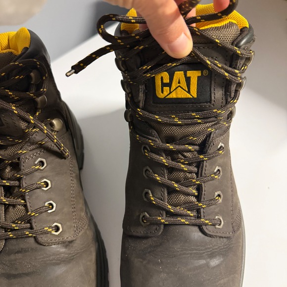 Cat Caterpillar Wide Width Outline Steel Toe Work Boot Leather Steel Toe 9.5